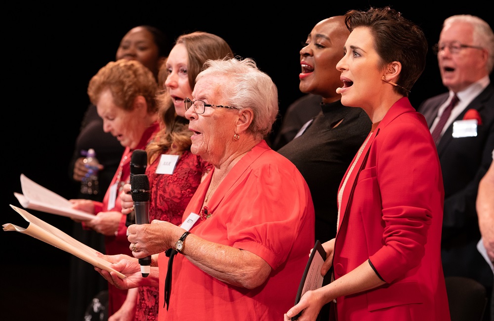 Vicky McClure singing with the Dementia Choir