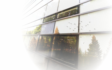 Close up on the exterior of the Jennie Lee building at the OU's Milton Keynes campus