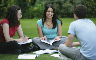 Students studying outside