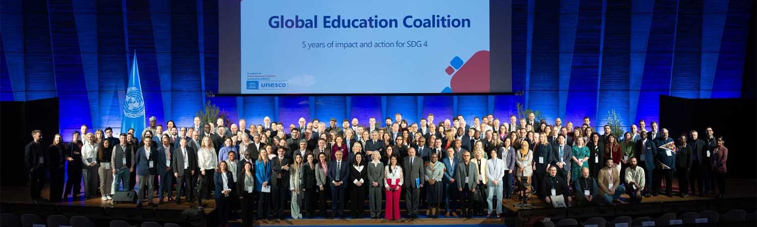 a group photo of the UNESCO global education coalition event