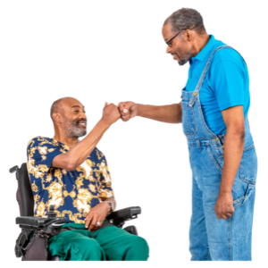 Fist pump with 2 people