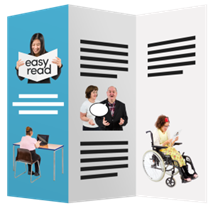 A leaflet depicting someone reading a leaflet saying 'easy read'