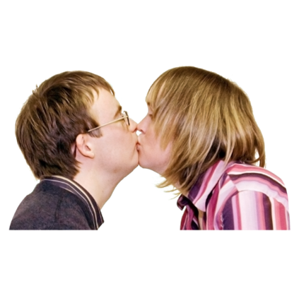 A couple kissing