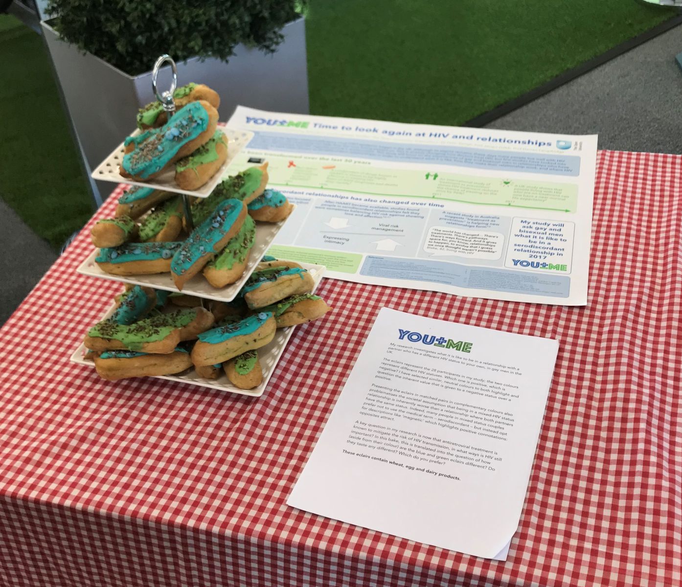 Tom's white chocolate and macha eclairs from the OU's 2018 Bake Your Research competition.