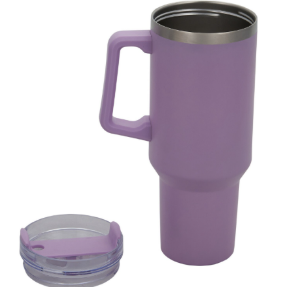 a picture of a purple travel mug