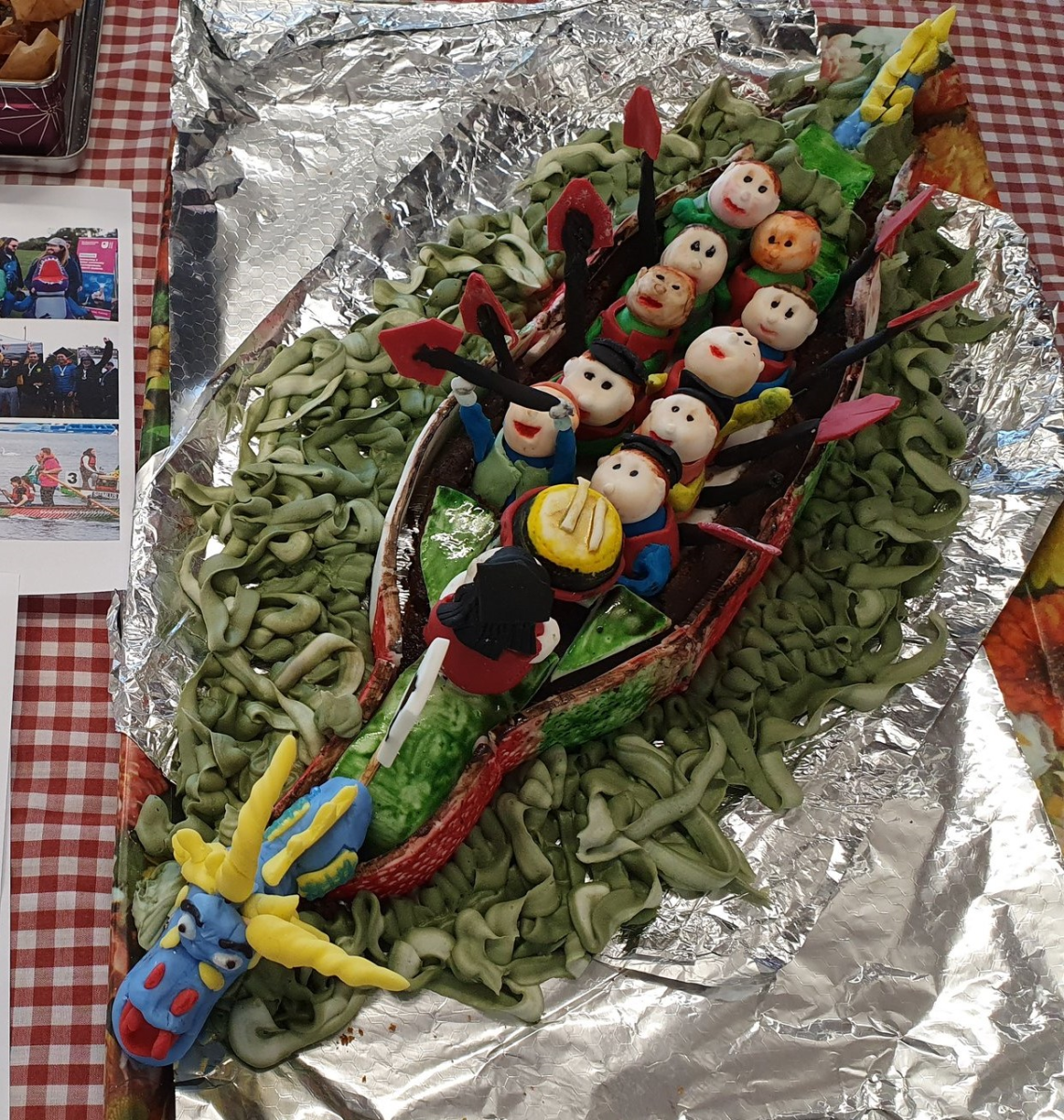 Photograph of the 'Dragon Boat Success' cake