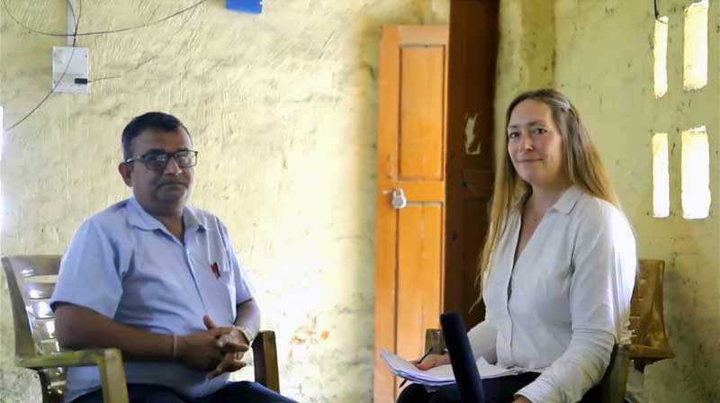 Principal Investigator, Kristina Hultgren, interviewing an economics teacher in Nepal