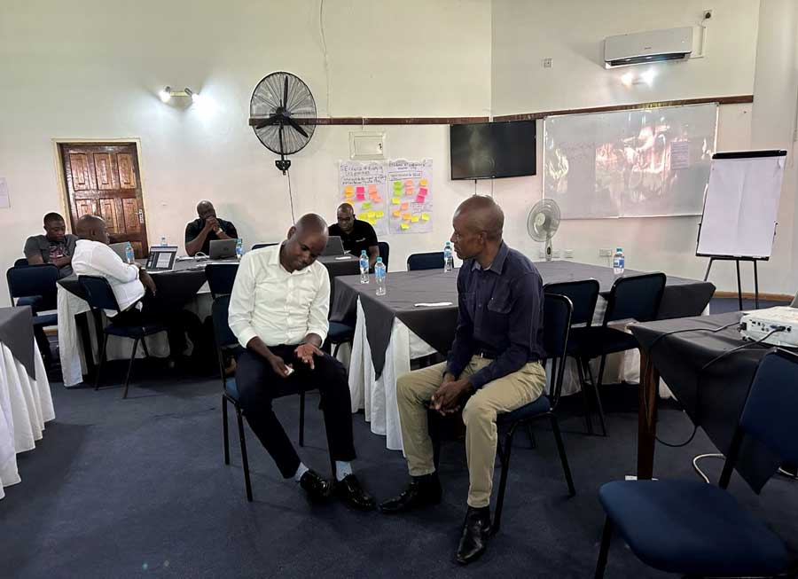 ‘Middle tier’ officers taking part in a role play about supporting teachers