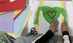 young person making a collage